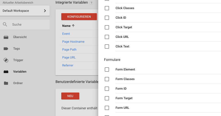 Formular-Variable aktivieren