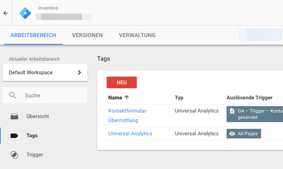 Tracking von Formularen mit dem Google Tag Manager