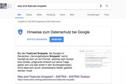 Mit Featured Snippets in der Google Suche besser als Position 1