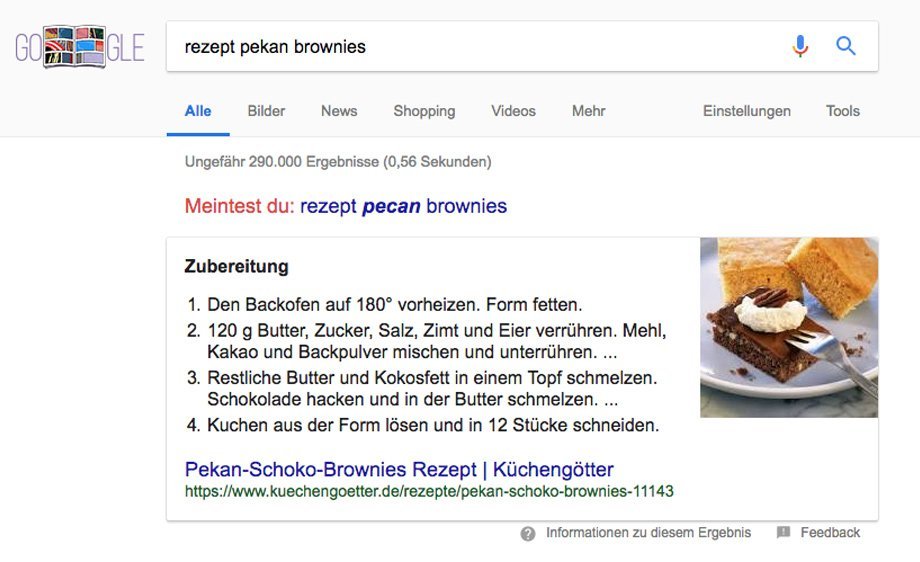 Rezept Featured Snippet in Google