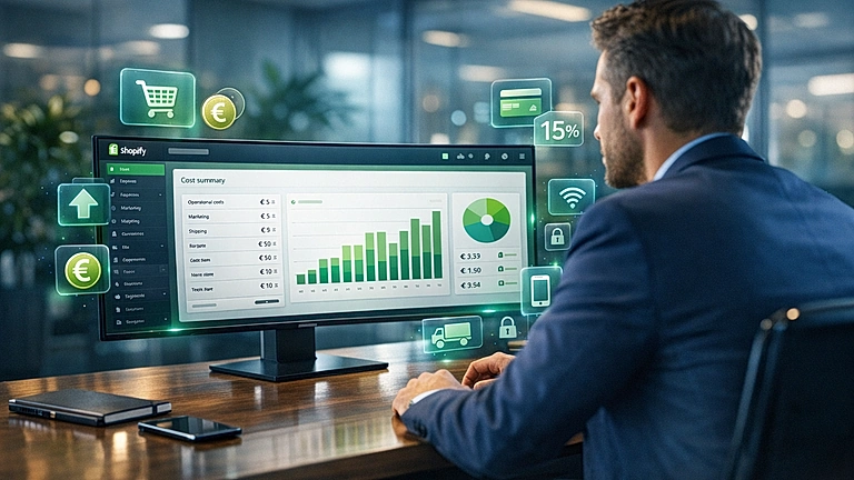 Shopify Kosten 2026 – Kostenübersicht und Kalkulation für Online-Shops