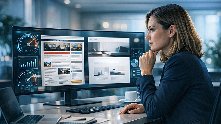 Website Relaunch wann nötig – Analyse einer veralteten Website am Bildschirm