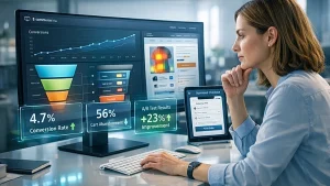 Online Shop Conversion Rate steigern – Dashboard mit Conversion-Metriken und Optimierungshebeln