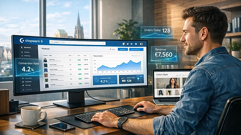 Shopware 6 Agentur Münster – professionelle E-Commerce-Entwicklung am Arbeitsplatz